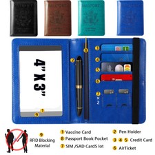 Blocking RFID Multi-function Passport Holder Card Slot Vaccine Card Leather Case