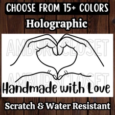 50 HANDMADE WITH LOVE STICKERS 2.25" LABELS FEEDBACK THANK YOU SCRATCH RESISTANT