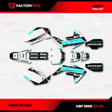 White & Cyan Shift Racing Graphics kit fits Honda Crf150R 07-25 Crf 150R Decal