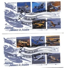 3916-25 37c Advances in Aviation, Oshkosh, WI, on 2  Artcraft FDCs
