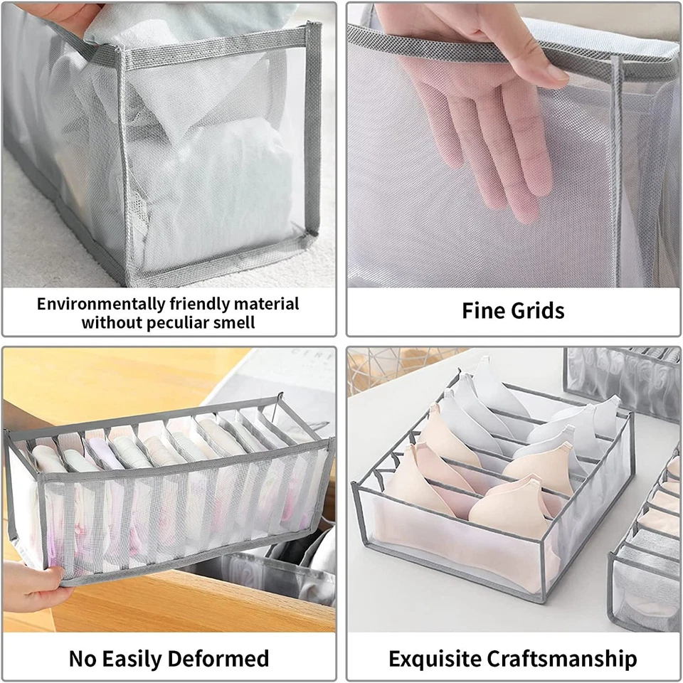 2Pack Foldable Drawer Organizer Closet Storage Box Clothes Underwear Bra Sock US - Image 3 of 4