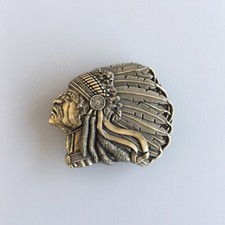 Vintage Bronze Plated Chief Belt Buckle Gurtelschnalle Boucle de Ceinture