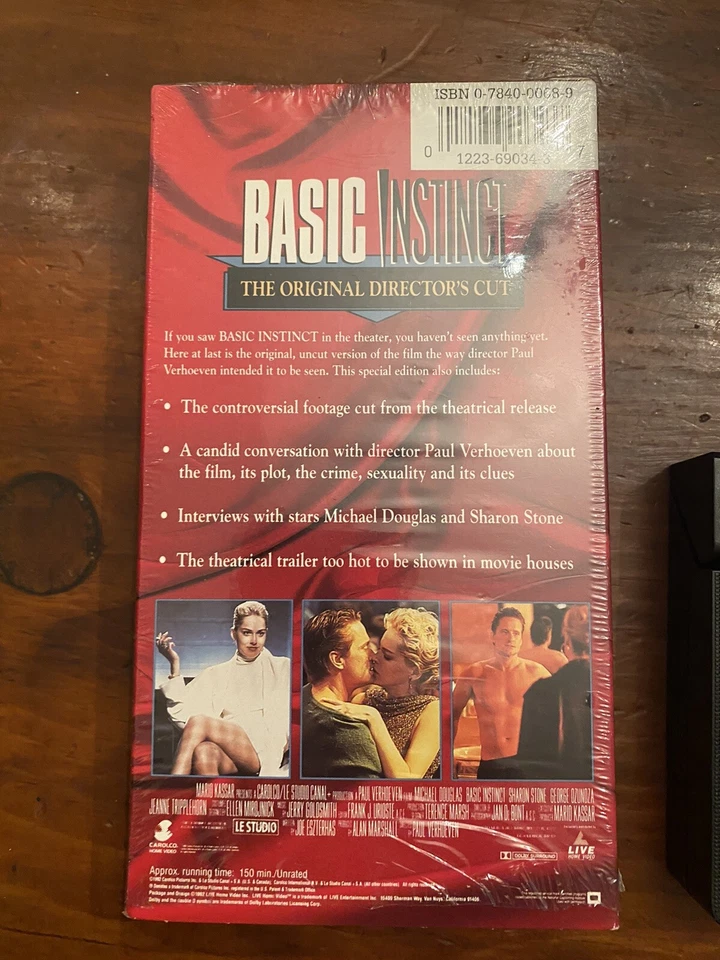 Basic Instinct (VHS, 1997, Original Directors Cut) Sharon Stone Tested EUC - Image 3 of 4