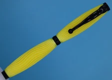 3D Printed Fancy Ballpoint Pen in Screaming Yellow Waves with Black Enamel Trim