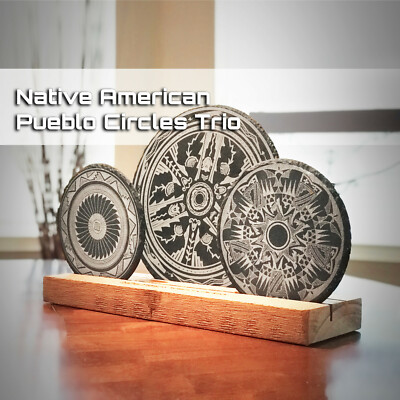 Native Southwestern American Ancient Design Pueblo Circles Tablet Engraved 