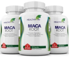3x Pure Organic MACA ROOT 1200 MG capsules ( lepidum mayenil ) from Peru Organic