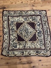 Vintage Bill Blass Signed Designer Silk Scarf 33  Brown Tan Gold Chain