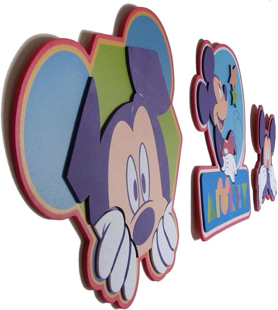 Disney Mickey Mouse 3 pegatinas grandes de espuma 3D para decoración de pared