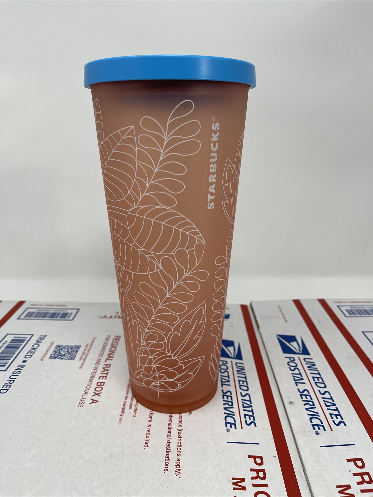 Starbucks Cold Tumbler Summer 2017 Venti 24oz Matte Coral Rainforest Leaves  | eBay