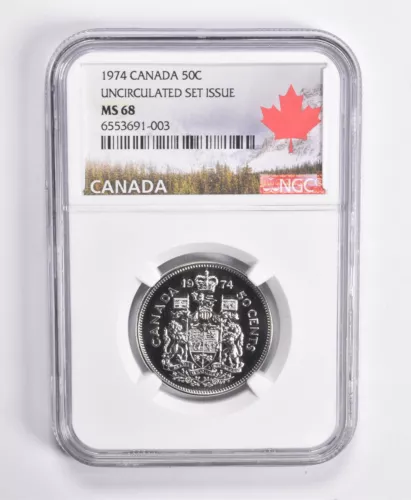 1974 MS68 Canadian 50C Uncirculated Set Issue NGC Canada Label