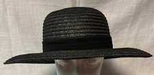 Women  s Black Sun/Church with Ribbon Band Accents Woven Paper Hat