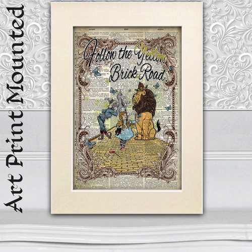 Decoración del hogar el Mago de Oz, página de libro de diccionario antiguo real camino de ladrillo amarillo - Imagen 2 de 3