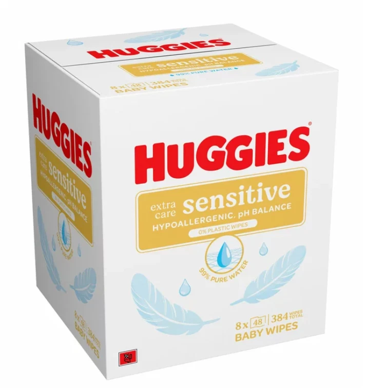 Huggies Plastic Free Extra Care Baby Wipes, 8 x 48 Wipes