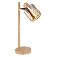 Tischlampe Tischleuchte Wohnzimmerlampe Kristall Holzoptik Leseleuchte H 40 Cm