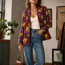 Vintage Talbots Silk Floral Blazer Eclectic Grandpa Cottagecore Jacket 8