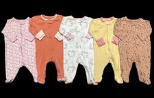 Baby Girl 0-3 Months Carter's Footed Zip Up Sleeper Pajama Lot Bundle