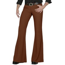 Flared Men Corduroy Pants Trousers Retro Disco Slim Casual Formal Fashion