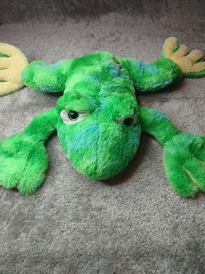 MTY International Large Floppy Green Frog Plush With Red Hearts/Glitter Eyes 18''