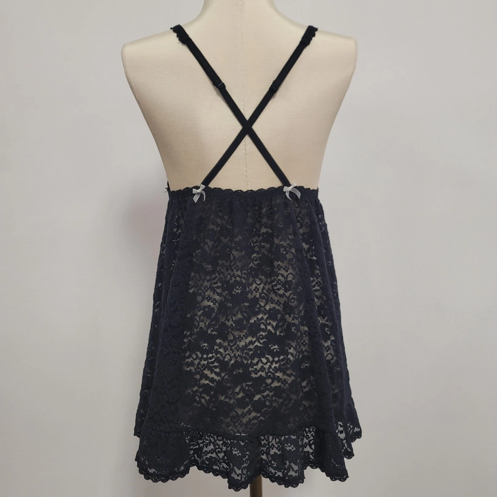 UNDERCOVER Victorias Secret abito donna pizzo babydoll slip taglia M nero fata grunge gotico