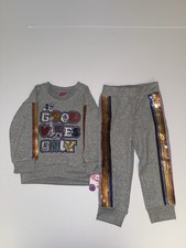 Disney Junior Minnie Mouse Girls 2T Sweatsuit Set Gray Sequin NWT