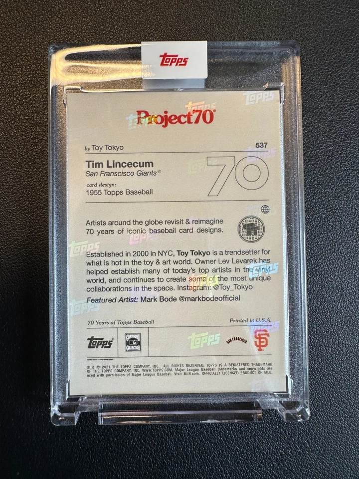 2021 Topps Project 70 Tim Lincecum #537 Base – Giants Icon by Toy Tokyo - Image 4 of 4