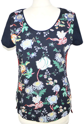ZERO Shirt Gr.38 dunkel blau weiß rot grün Blumen Streifen Set ++Neu++
