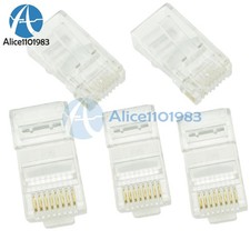 50pcs Practical Internet Gold Plated Cable Modular Plug Adapter RJ45 8P8C CAT5E