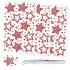 3Sheets Star Gem Stickers Jewels for Crafts, Face Makeup - Self 14.red Star