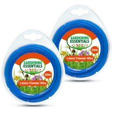 2pk Universal Strimmer Wire 20m x 1.6mm Blue Trimmer Line Durable & Flexible 0.16 per metre