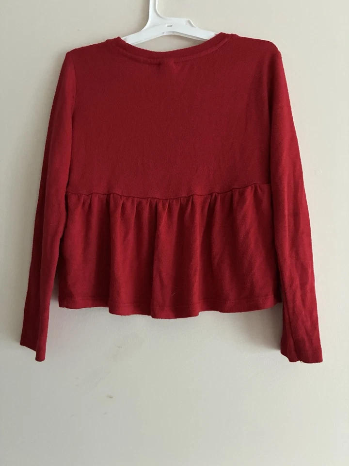 Top Robbie Rojo Sólido Felpa Rayón Manga Larga Azul Marino Niños Niñas Rojo S 6-7 Foto 4 de 4