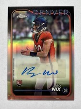 2024 Topps Chrome Bo Nix Variation Refractor Auto RC #RA-BNI Denver Broncos