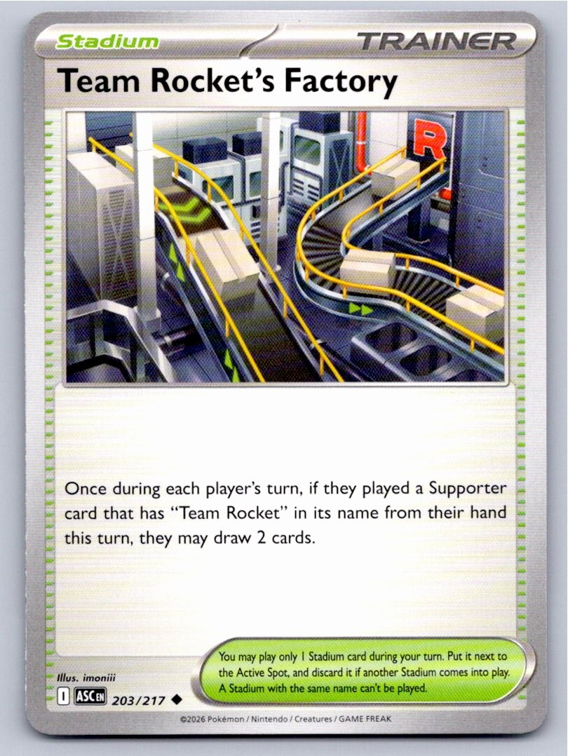 2026 POKEMON TEAM ROCKET'S FACTORY ASCENDED HEROES 203/217 UC NM A84975 FREE S&H