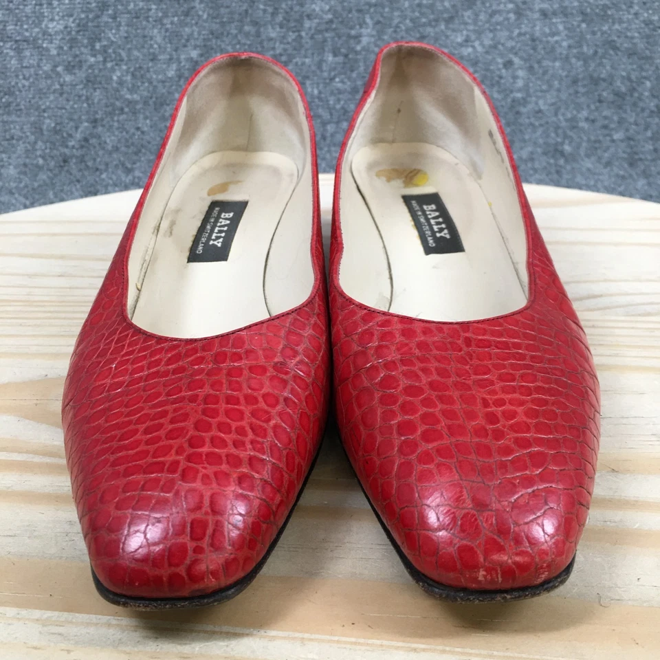 Bally Mancona 12 Mujer 6.5E Rojo Cocodrilo Cuero Repujado Tacón Bajo Suiza Foto 4 de 4