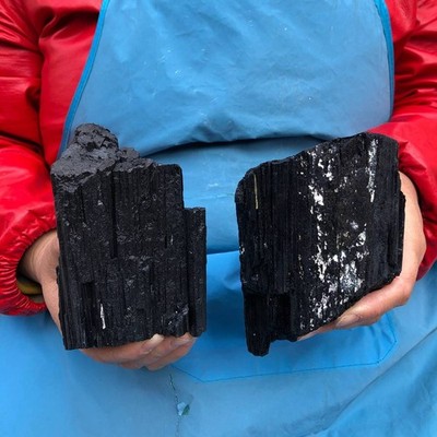5.5LB 2pc  Natural black Tourmaline quartz crystal Mineral Specimens Healing