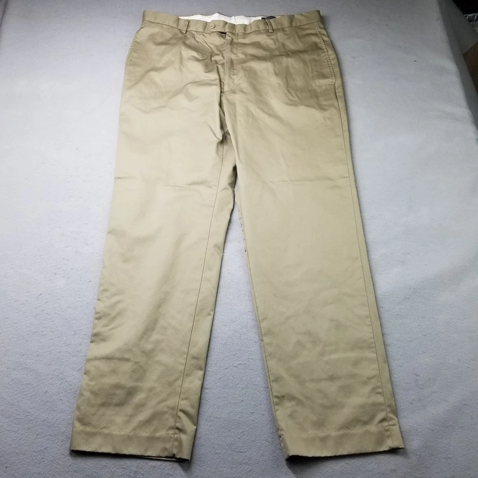 Daniel Cremieux Pants Men 40X32 Brown Beige Flat Front Dress Khaki Pima Cotton - Image 3 of 4
