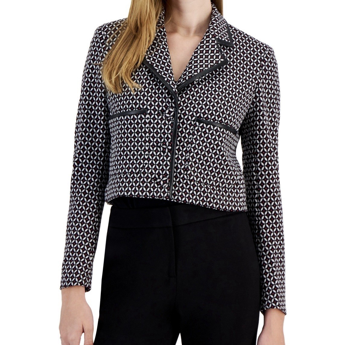 Bar Iii Women's Faux-Leather-Trimmed Cropped Jacket Size XXS