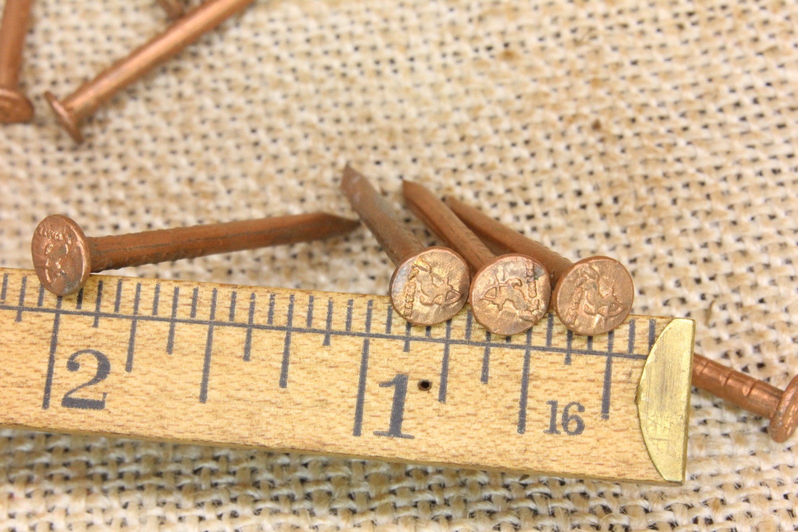 Old Copper Nail Raised Centaur Sagittarius with Bow Vintage CHASE Flat Head 