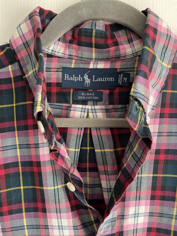 Ralph Lauren Blake Pink Plaid Button Up Men’s Size Medium 