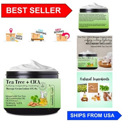 Tea Tree & Cica Body Cream 4oz - Hydrating Massage Lotion for Sore Muscles