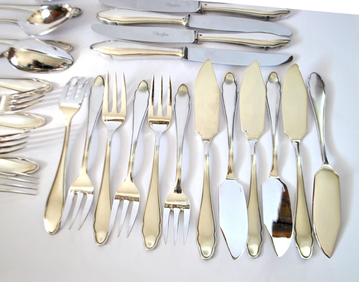 Ménagère 30 couverts de table Argenterie DEETJEN Moderniste chantourné 1960
