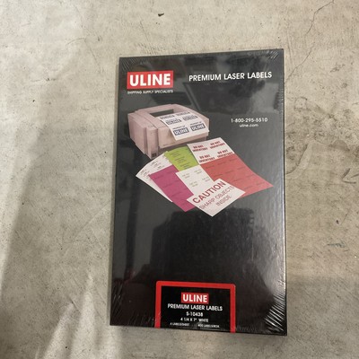 Uline Premium Laser Labels S-1043 White 4 1/4x7, 400 Labels, 4 per sheet