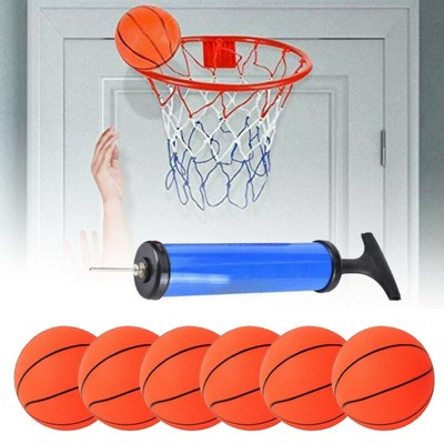 6x Sports Ball Inflatable Small Mini Hoop Basketballs With Pump (4 Inch Balls)