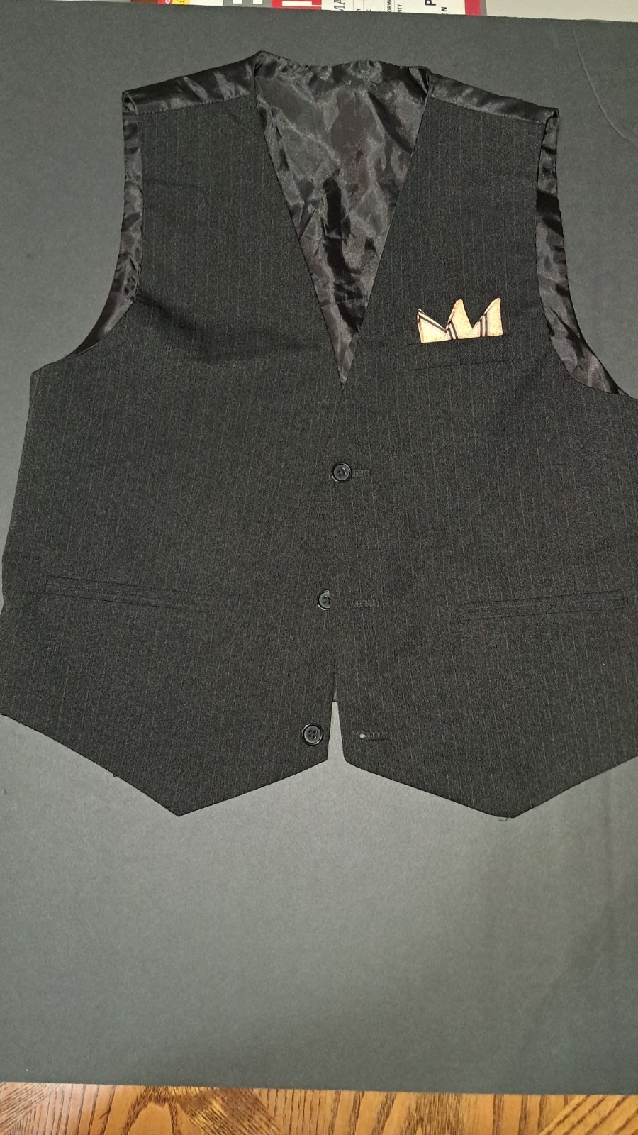 Izod Boys' Black Vest Suit Size L (14/16) with Buttons for F