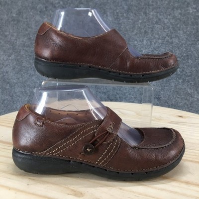 Clarks Unstructured Shoes Womens 6.5 M Casual Mary Jane Flats Brown Leather