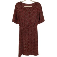 Uniqlo Ditsy Floral Black & Red Midi Dress Womens XS Fairy Grunge Whimsigoth