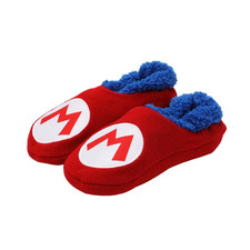 Super Mario Bros Mario Patch Red Indoor Slipper Socks Plush Cozy Adult Unisex 1P