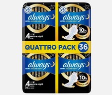 Image of Always Ultra 4 Sanitary Towels Secure Night Extra With Wings 36Pads Up to 10H
