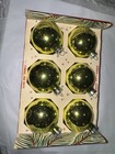 Vintage Coby Chartreuse Gold Large Mercury Glass Ornaments Set 6 W/Box USA — photo 6