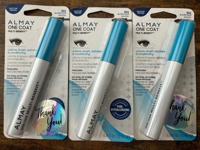 Almay One Coat Mascara, Multi-Benefit, Waterproof, Blackest Black 501 - 3 Pack