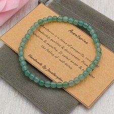 Handmade 4mm Crystal Healing Chakra Gemstone Bead Bracelet & Velvet Pouch.